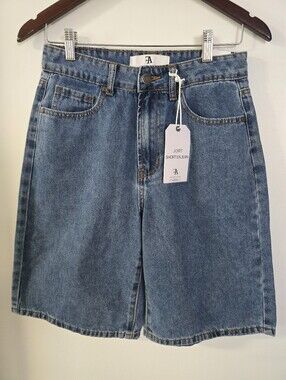 Flying Angel Jean Denim Bermuda Shorts, Size 5/27, Blue